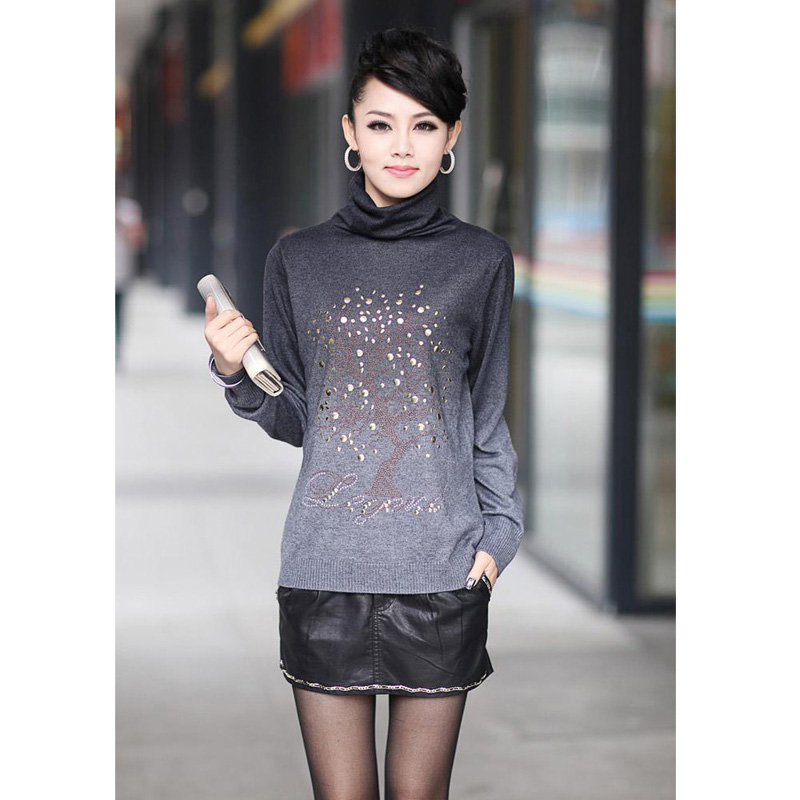 2013 HENG YUAN XIANG women's cashmere sweater onta short design women's thermal basic shirt Free Shipping