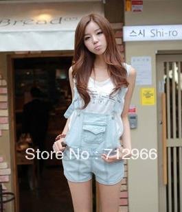 2013 high quality cheap spring and summer new retro piece pants denim overalls female strap shorts free shipping