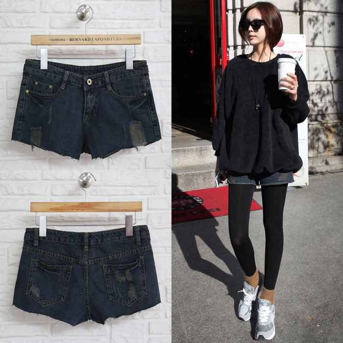 2013 hole all-match fashionable denim shorts loose jeans shorts women's