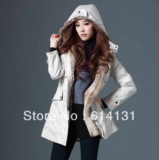 2013 Hot sale!Free shipping Faux fur lining women's long coat jacket.spring autumn winter are appropriate women's coat..black