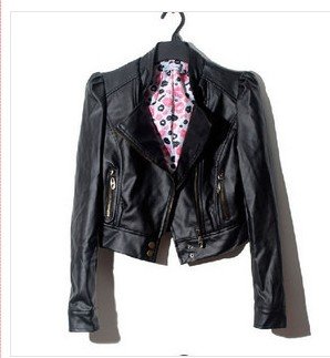 2013 hot sale free shipping! women faux leather;zip-up,PU leather jackets 3Colors  Pink/beige/black women leather jacket