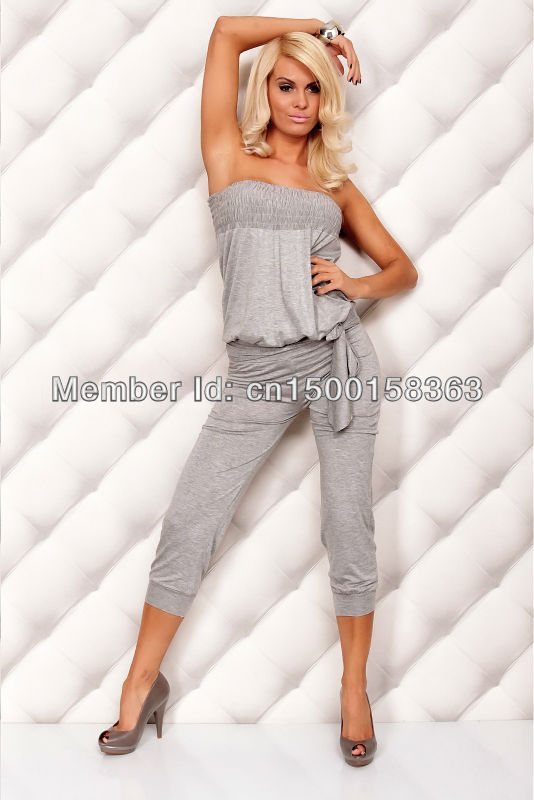 2013 Hot Sale Grey Free Shipping Sexy jumpsuit,lady's Women's dress Backless Off Shoulder Ourdoors Casual dress #4005