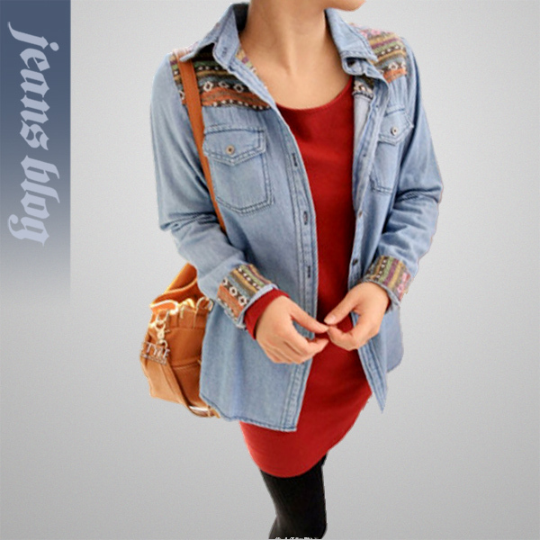 2013 Hot Sale Ladies Fashion Jean Short Coat  Classical Fashion Jean Clothes  Print 6059