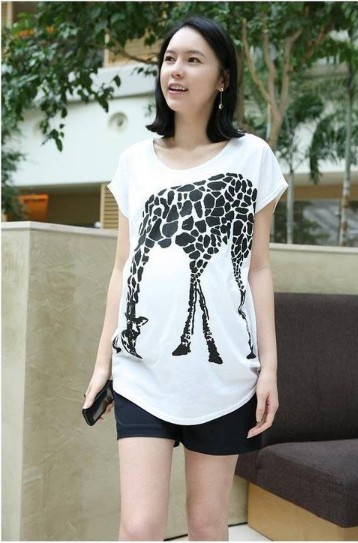 2013 Hot Sale Maternity Clothing Spring and Summer T-shirt  Animal The Giraffe Pregnant Women Clothing Free Shipping