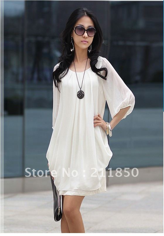 2013 Hot sale women's fashion chiffon shirt chiffon one-piece dress free shipping