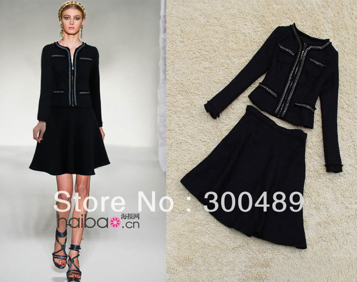 2013 Hot sales women career dress wool OL long sleeve work jacket and skirt set office ladies