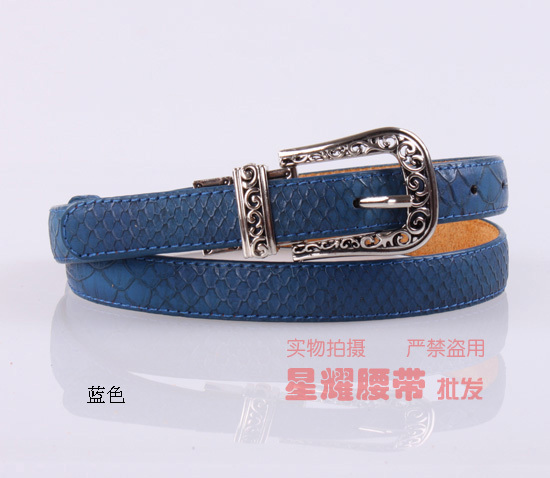 2013 Hot selling Fashion vintage carved metal pin buckle serpentine pattern women's strap all-match women's genuine leather belt