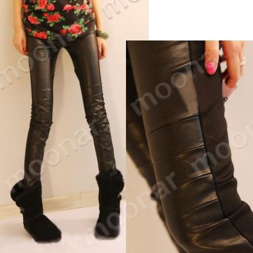 2013 Hot Selling Ladies / Women Black Thicken Tight Skinny Leggings Winter Warm Fuax Leather Long Pants Trousers E0667