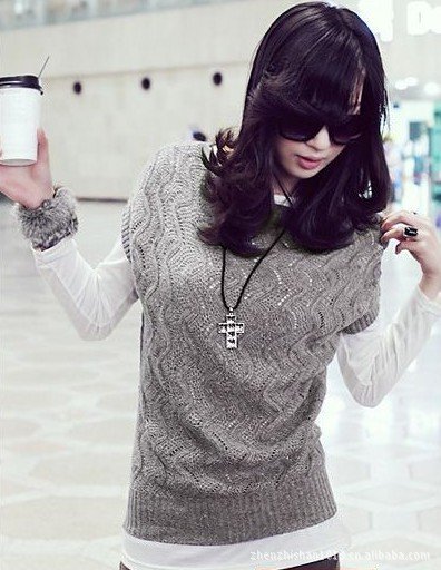 2013 hot  selling  Long Sleeve  ladies' sweater , Korean style Butterfly sleeve hollow  sweater for women DC877#