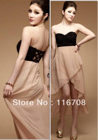 2013 hot selling New beautiful Korean Women Chromic flat grasp fold halter asymmetrical dress DS070