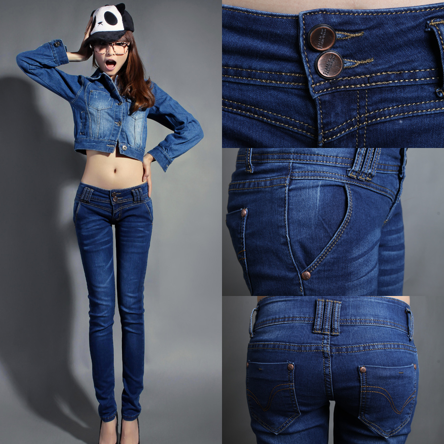 2013 hot selling skinny jeans for women whisker double button belts pencil pants bags back pocket embroidered mid waist jeans