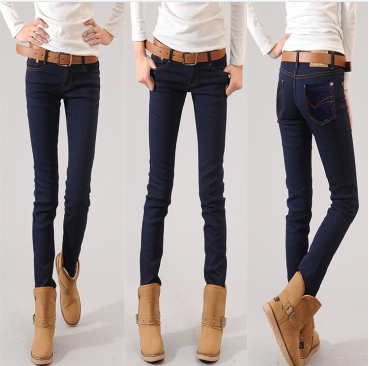 2013 hot selling tight jeans for women autumn and winter thin skinny jeans for women pencil pants dark color thickening jeans