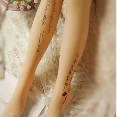 2013 Hot Women's Sexy Pantyhose Transparent Tatto Tights Leggings Pantyhose Love Letters Stocking