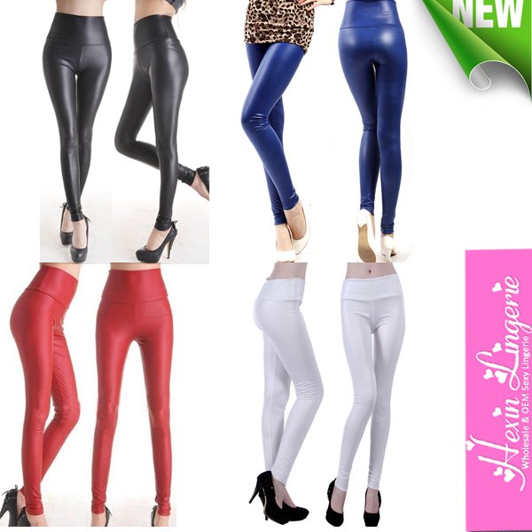 2013 Hottest Wholesale Women High Waist leggings,4 Color Faux Leather Tights Hot Pants