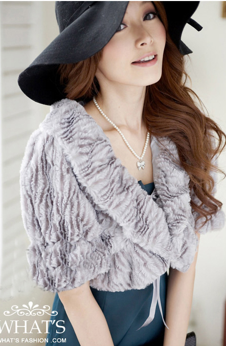 2013 Korean Style Fashion Elegant  Pure Colour Shawl Faux Fur Sweet Capelet Free shipping WWC016