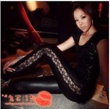 2013 laciness lace patchwork faux leather sexy legging