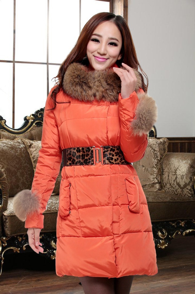 2013 Ladies' Authentic Down Jacket Fur Collar Winter Warm Jacket Fashion Down Coat for Women in 3 Colors