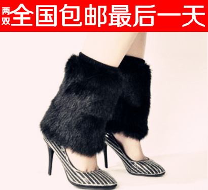 2013 Ladies' Fur Leg Warmer Women's Fashion Black Fur Warmer Free Shipping