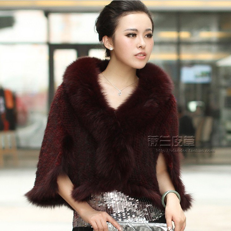 2013 Lady Genuine Mink Hair Fur and fox fur Collar/ wraps/shawl, Fur Coat Women Three quarter,  DHL free shipping