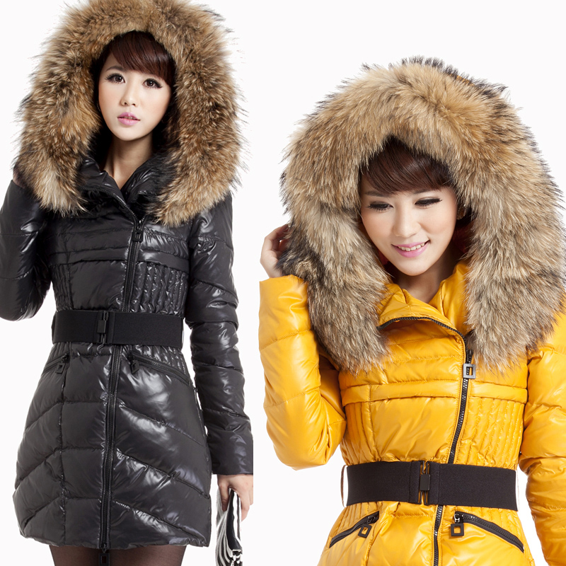 2013 large fur collar down coat female medium-long slim female FREE SHIPPING thickening down coat ladies outwear fashion coat