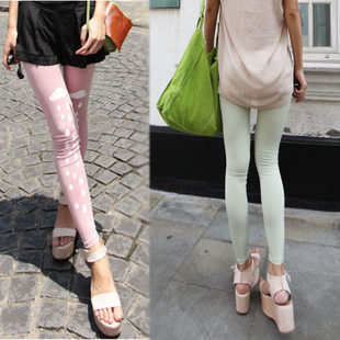 2013 latest clouds rain ice cream color nine points oversized padded stretch leggings trousers stockings free shipping