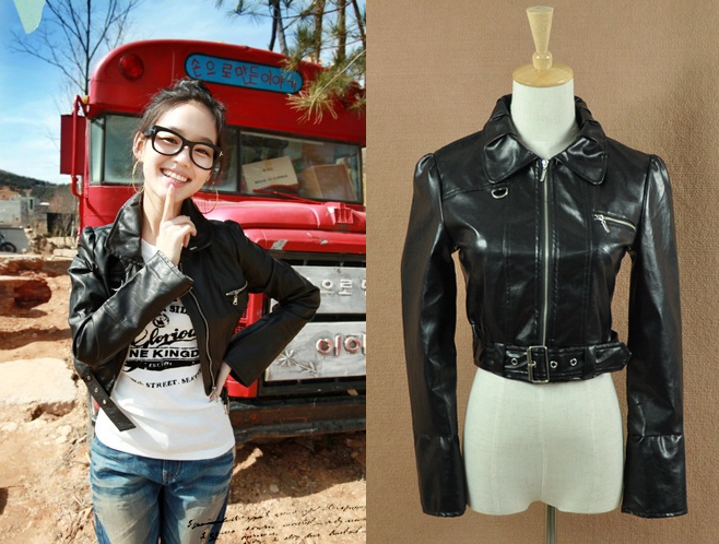 2013 leather clothing outerwear leather clothing female short design slim short design leather clothing