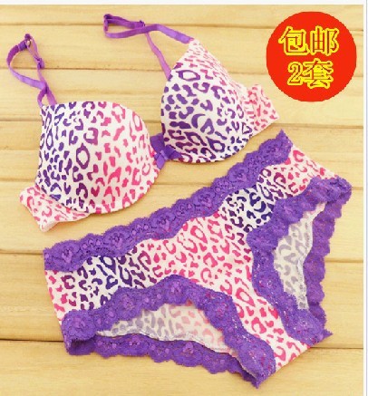 2013 leopard underwear of women set  floral newest women's bra & brief set I push up