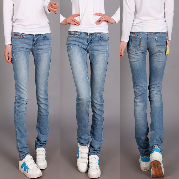 2013 light blue jeans skinny low-waist pencil pants trousers all-match 8808