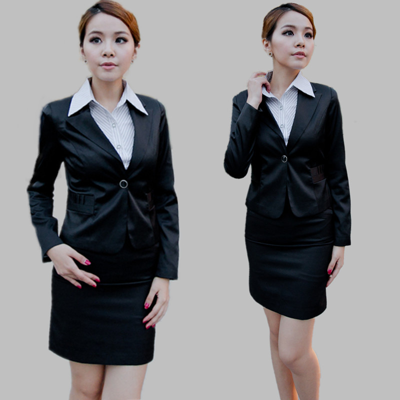 2013 long-sleeve female skirt suits for work ladies ol career suits uniform business sets blazers free shipping