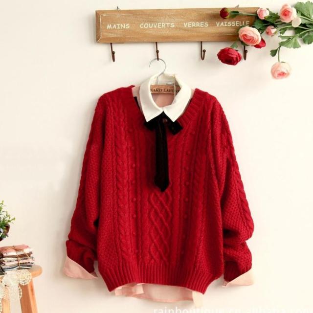 2013 long-sleeve sweater preppy style sweater british style