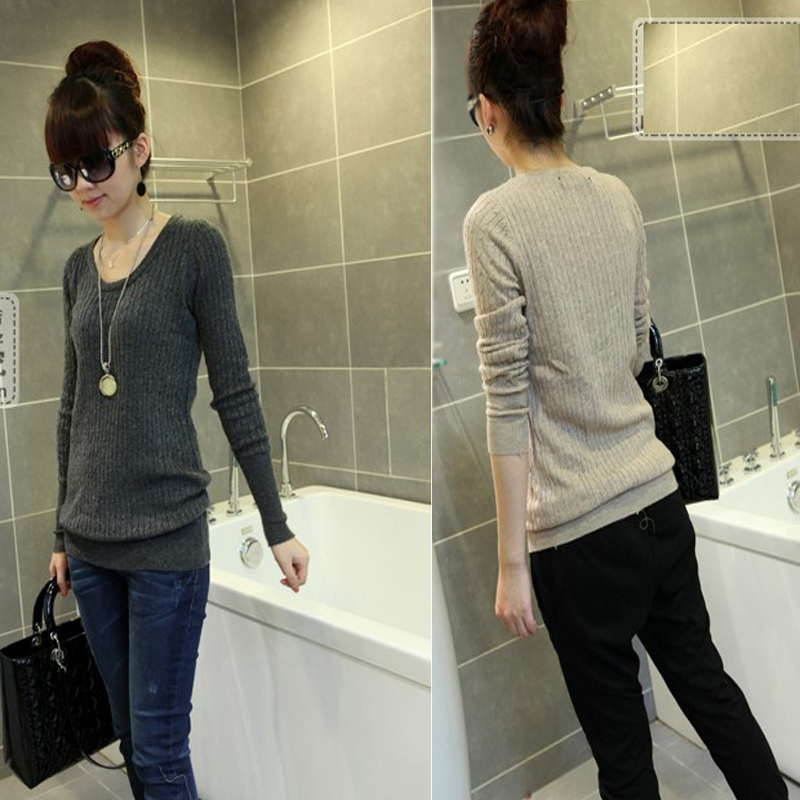 2013 loose casual all-match women's fashion o-neck knitted basic shirt sweater (WC005)