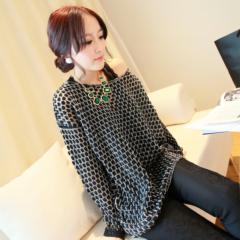 2013 loose sweater liangsi cutout long-sleeve top basic shirt h3103 limited