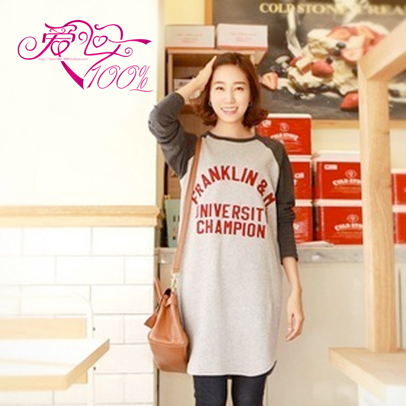 2013 Love in 100% y0015 maternity clothing spring and autumn maternity dress maternity sweatshirt dress letter t-shirt Winter