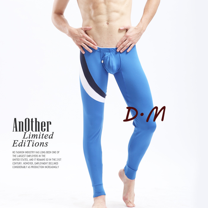 2013  male long johns sexy fashion color block decoration colorful personality legging male