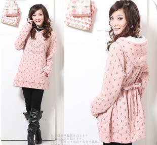 2013 maternity clothing autumn and winter plus velvet dimond plaid maternity top maternity outerwear sweatshirt