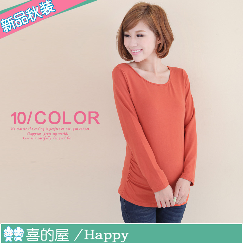 2013 Maternity clothing autumn top fashion maternity basic shirt long-sleeve thickening flannel 100% cotton 22113