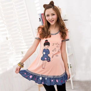 2013 maternity clothing maternity fashion short-sleeve top medium-long cotton t-shirt Maternity tops