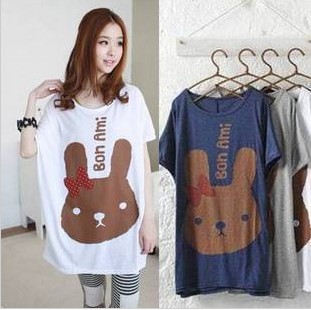 2013 maternity clothing rabbit short-sleeve loose plus size fashion maternity top t-shirt