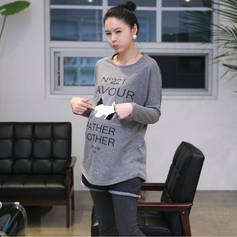 2013 maternity clothing spring fashion cartoon dog loose plus size thin long-sleeve t-shirt