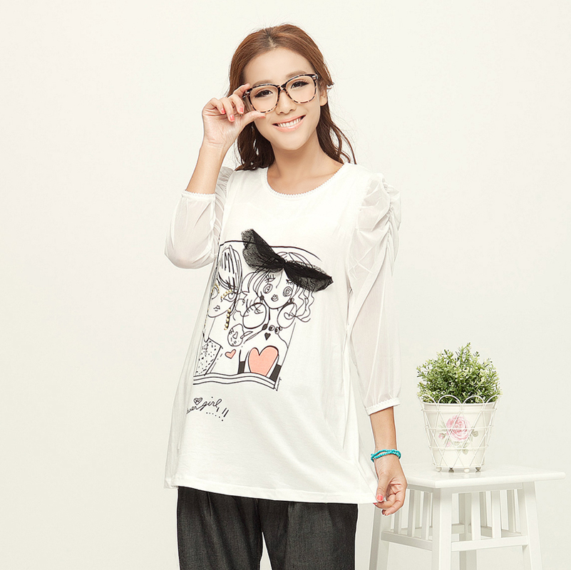 2013 maternity clothing spring maternity top puff sleeve basic shirt all-match long-sleeve top