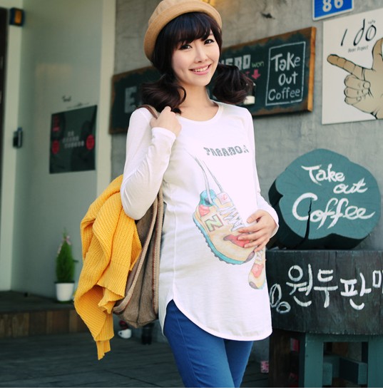 2013 maternity clothing summer long-sleeve maternity top maternity long-sleeve T-shirt cartoon