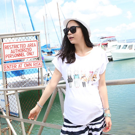 2013 maternity clothing summer maternity t-shirt maternity top maternity short-sleeve T-shirt cartoon print casual