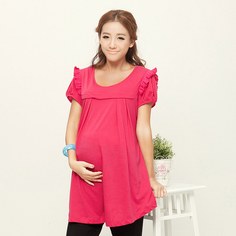 2013 maternity clothing summer ultra long maternity top nursing short-sleeve top t-shirt