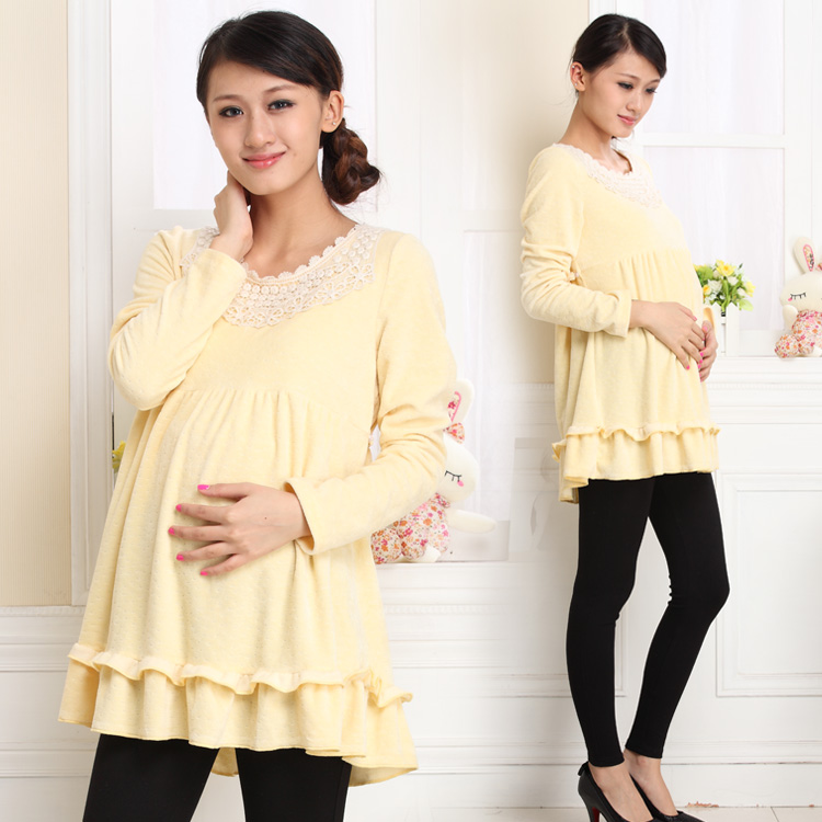 2013 maternity spring top quality velvet maternity clothing spring maternity dress tianxi 1304