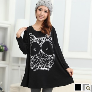 2013 maternity tshirt spring plus size womens tee shirt owl printing maternity t-shirt maternity top cotton t-shirt free ship