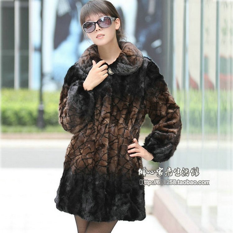 2013 medium-long women's fur mink fight mink leather coat