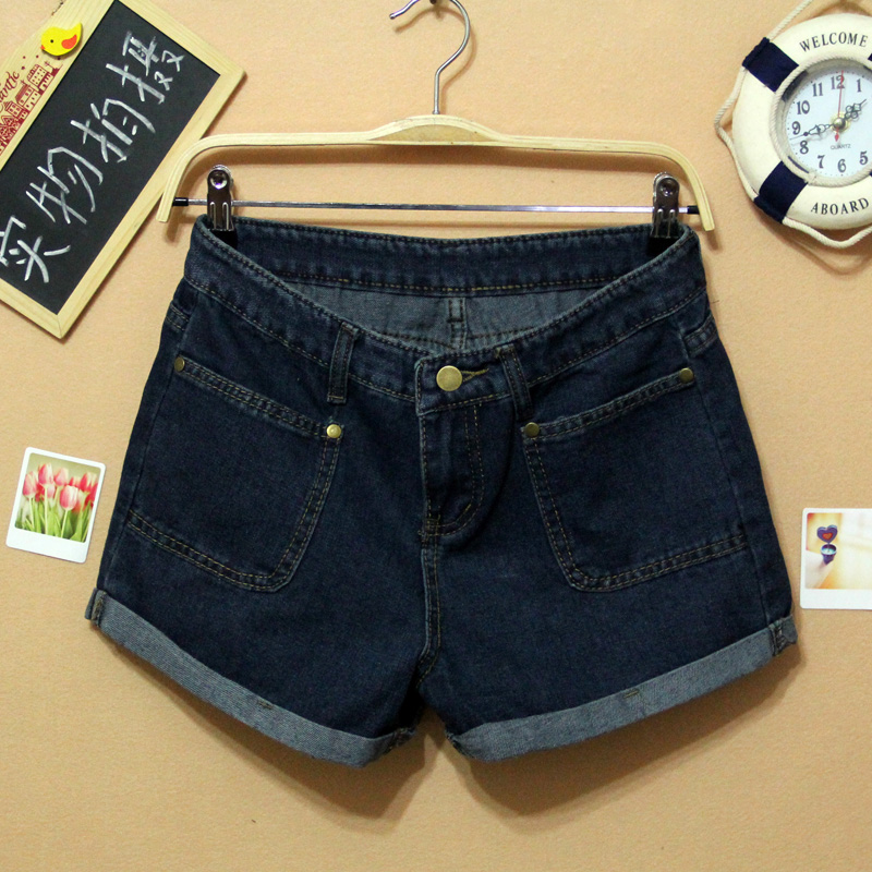 2013 mm plus size denim shorts spring and autumn female all-match loose roll-up hem shorts basic shorts