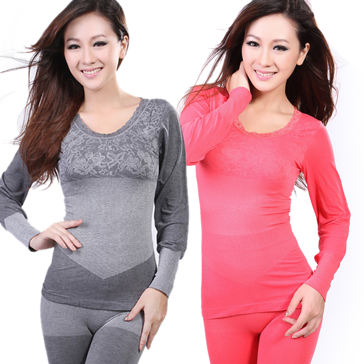 2013 Mt007 women's seamless beauty care body shaping underwear set thermal long johns long johns basic shirt Winter  Brand