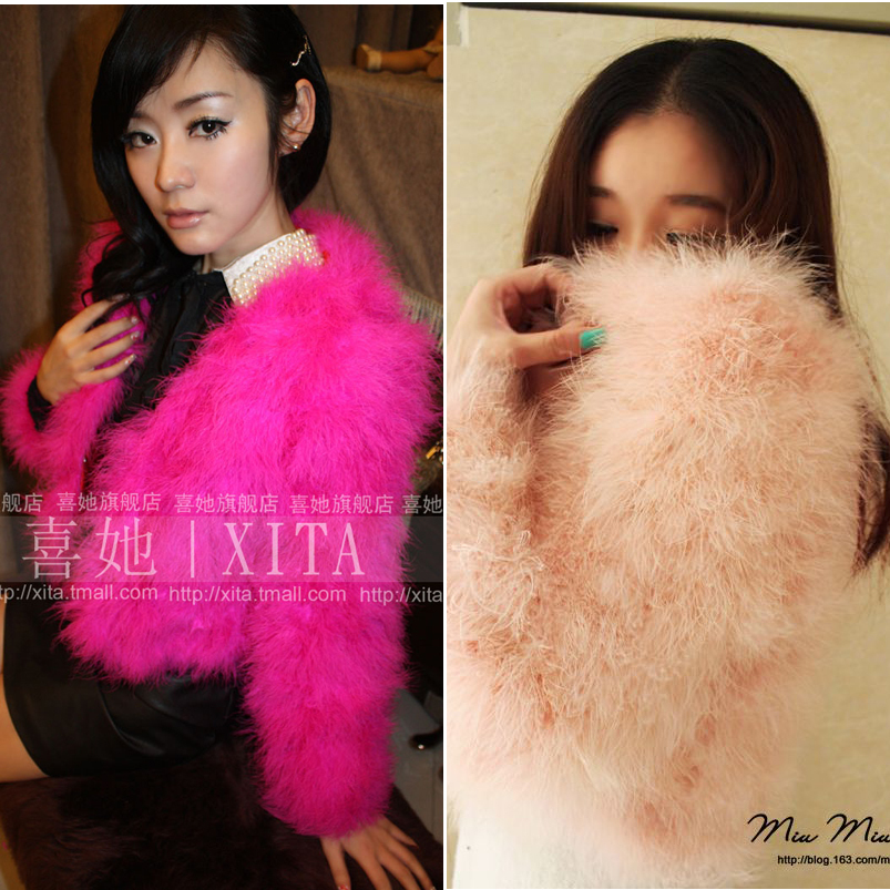 2013 new 2012 autumn and winter fashion vintage turkey wool ostrich velvet fur coat short design female