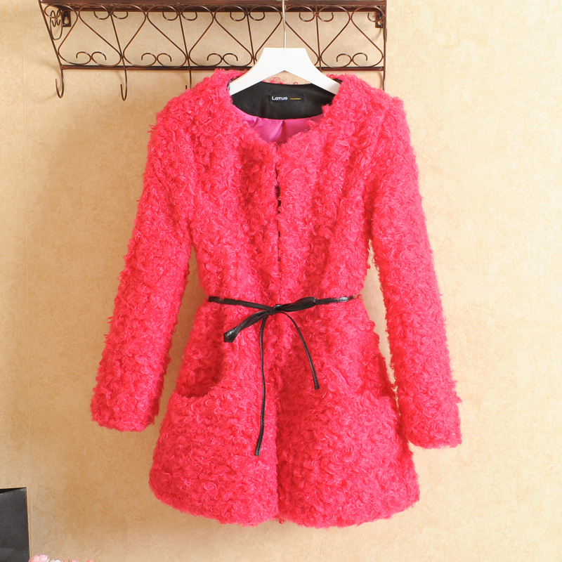 2013 new 2012 fur medium-long female luxury long-sleeve slim berber fleece fur outerwear